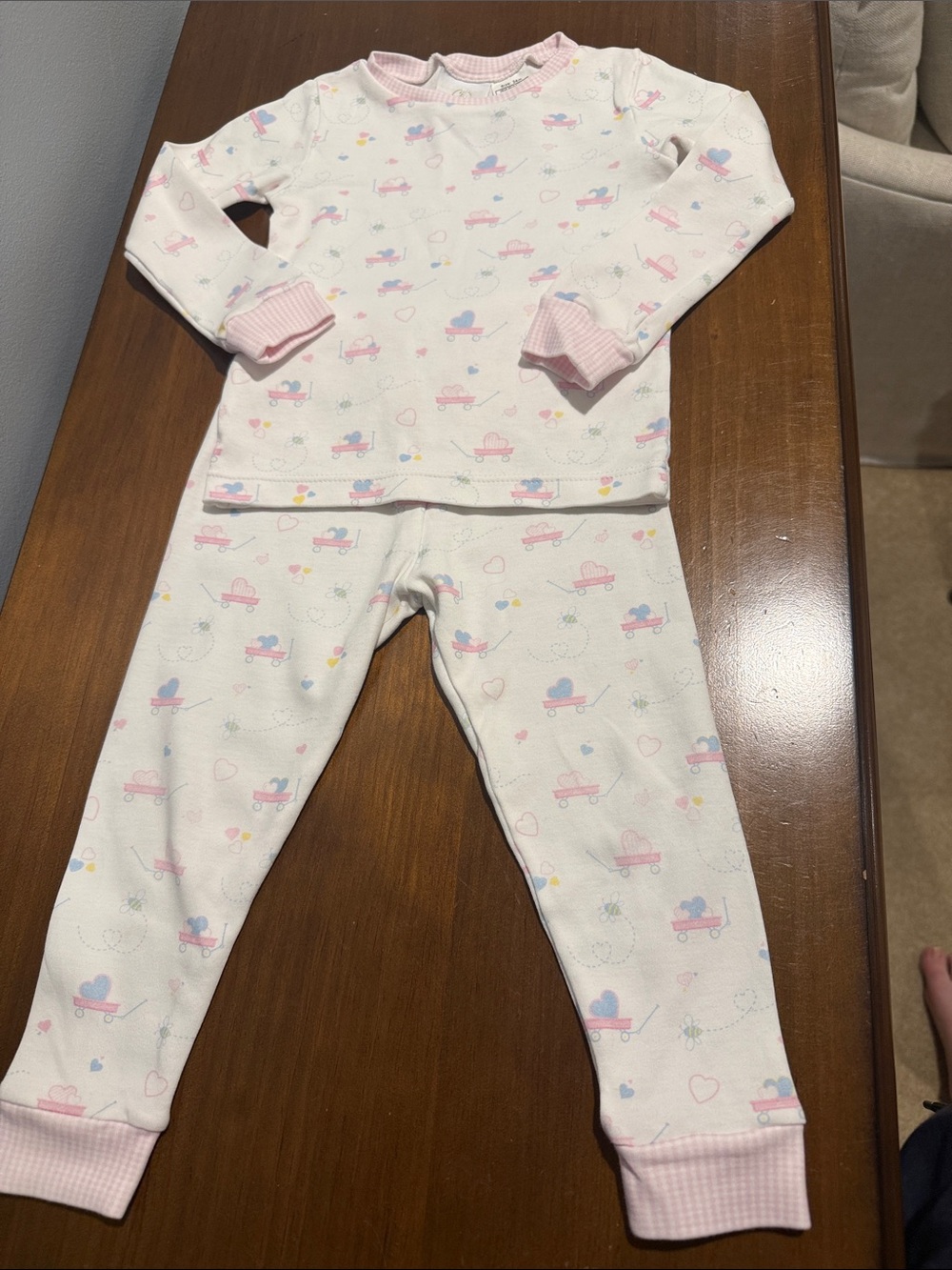 Lullaby Set Soft Pink Heart & Wagon Pajama Set